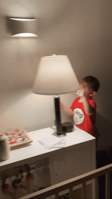 JES lamp in kid's bedroom, still standing