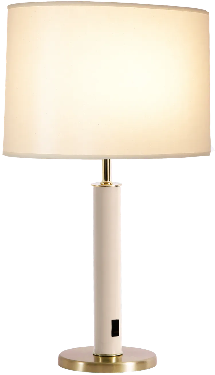 TriLam Oval Natural, Cream, Satin Brass base, Brass accents