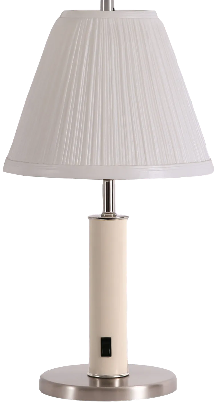 PolyMold Pleated, Cream, Satin Nickel base, Nickel accents